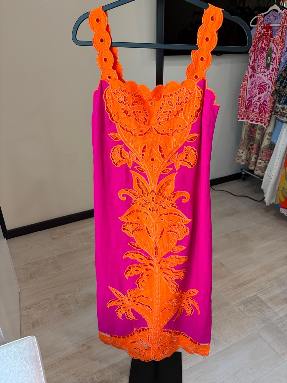 Farm Rio Pink Cutwork Midi Dress - Picture 5 of 10